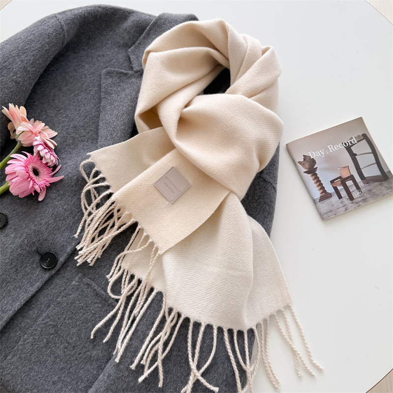 Pashmina Wrap Large - ผ้าพันคอแคชเมียร์เทียมสำหรับผู้หญิง ผ้าคลุมไหล่หนาอบอุ่นมีพู่ ใช้ได้สองด้าน ผ้าพันคอสีพื้นสำหรับฤดูหนาว ผ้าพัชมีนา ผ้าคลุมไหล่ขนาดใหญ่สำหรับฤดูใบไม้ร่วง