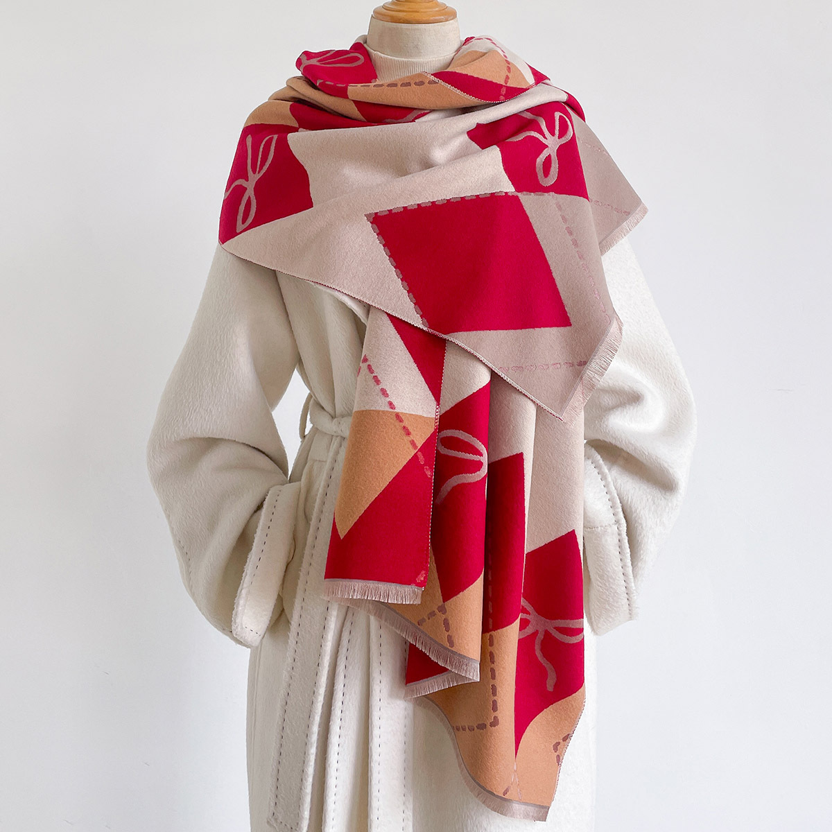 ผ้าพันคอแคชเมียร์เทียมสำหรับผู - Pashmina Wrap Large บทวิจารณ์และราคา