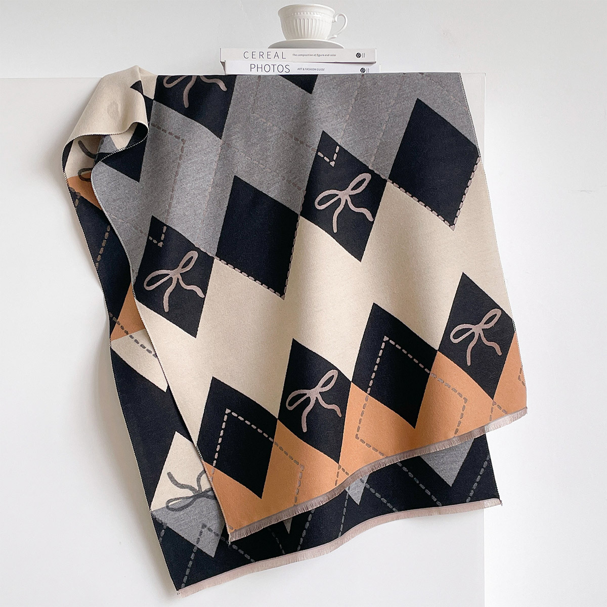 ผ้าพันคอแคชเมียร์เทียมสำหรับผู - Pashmina Wrap Large บทวิจารณ์และราคา