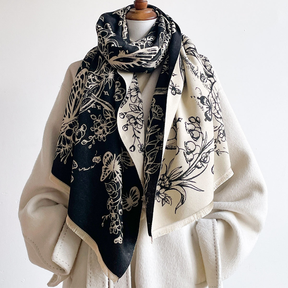 ผ้าพันคอแคชเมียร์เทียมสำหรับผู - Pashmina Wrap Large บทวิจารณ์และราคา