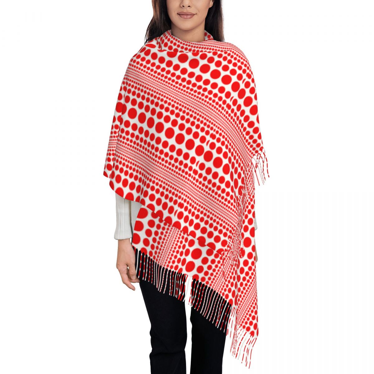 ผ้าพันคอลายจุดอินฟินิตี้สีแดงส - Infinity Scarf Knit บทวิจารณ์และราคา