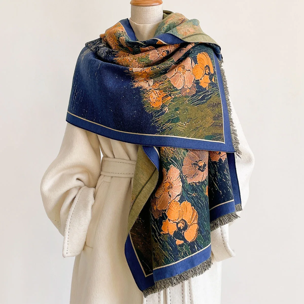 ผ้าพันคอแคชเมียร์เทียมสำหรับผู - Pashmina Wrap Large บทวิจารณ์และราคา