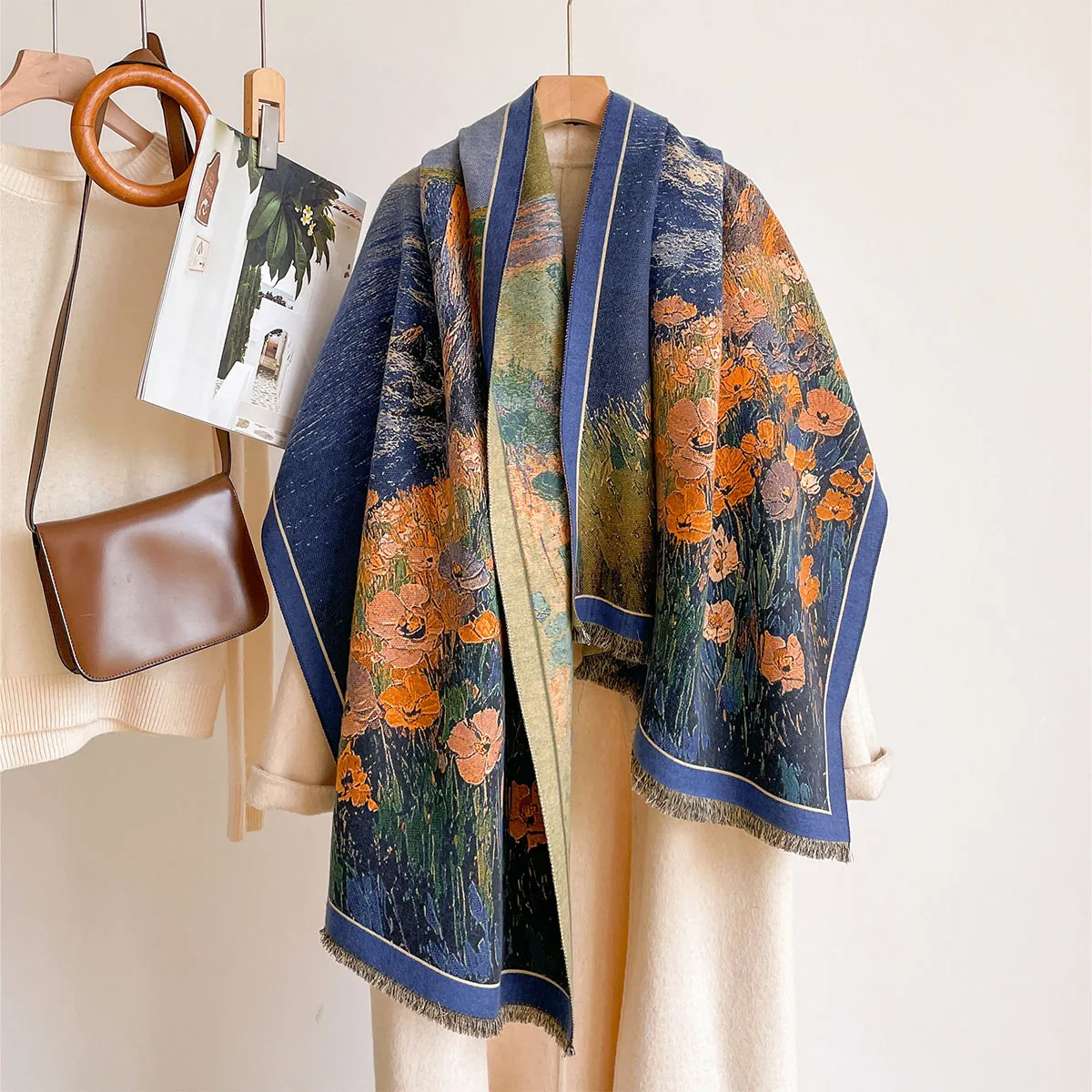ผ้าพันคอแคชเมียร์เทียมสำหรับผู - Pashmina Wrap Large บทวิจารณ์และราคา